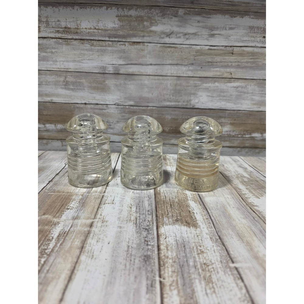 Vintage Pyrex Clear Glass Insulator‎ Set of 3 Industrial Telegraph Decor 
READ